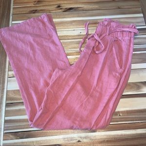 soft salmon colored linen pants, size medium
